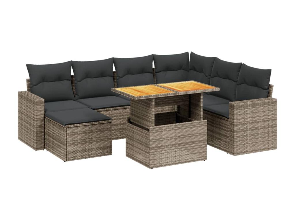 Set di mobili da esterno in vimini intrecciato in resina grigia - dlz1766569018517