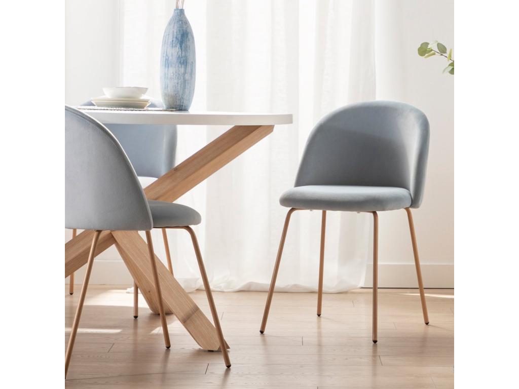 Sedia in velluto blu, 49 x 81 cm