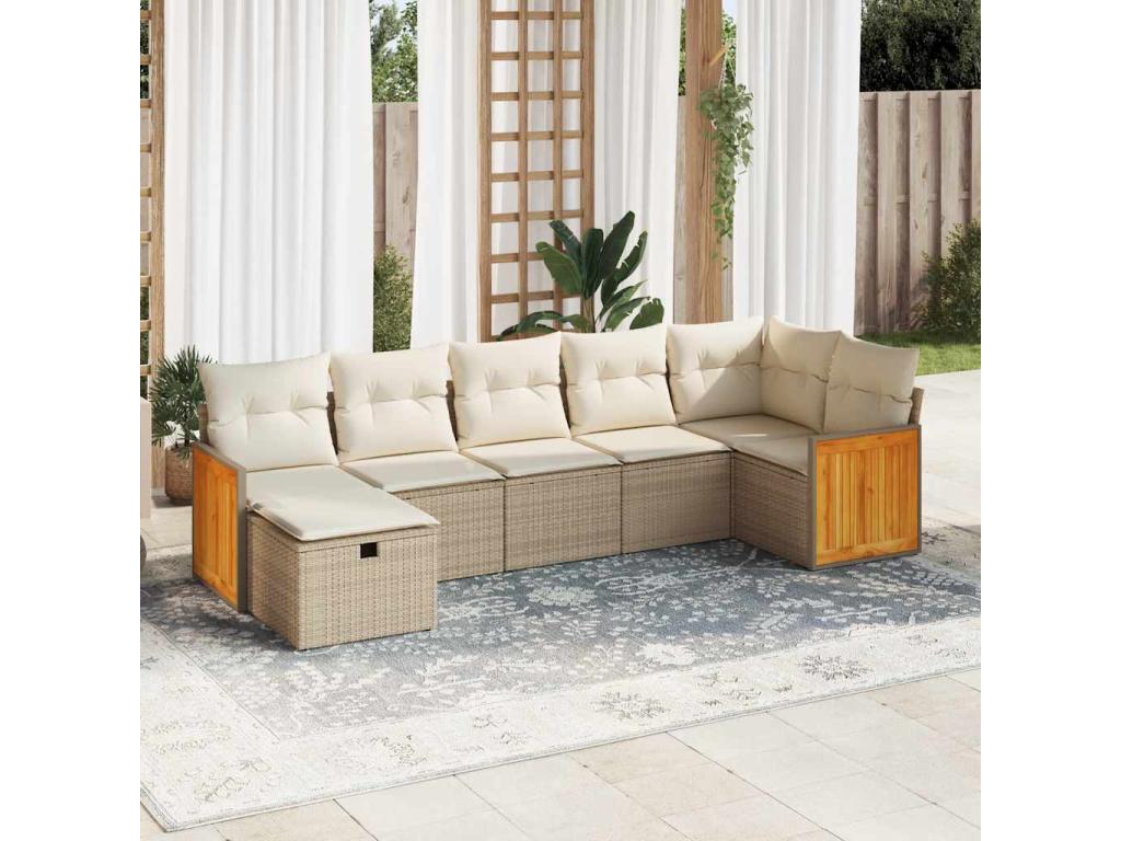 Set di mobili da esterno in vimini intrecciato in resina beige - dlz1766568923409
