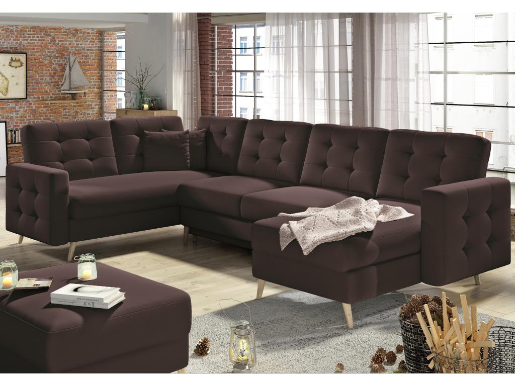 Divano letto in pelle marrone