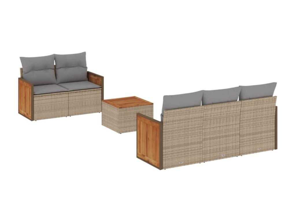 Set di mobili da esterno in vimini intrecciato in resina beige - dlz1766568950018