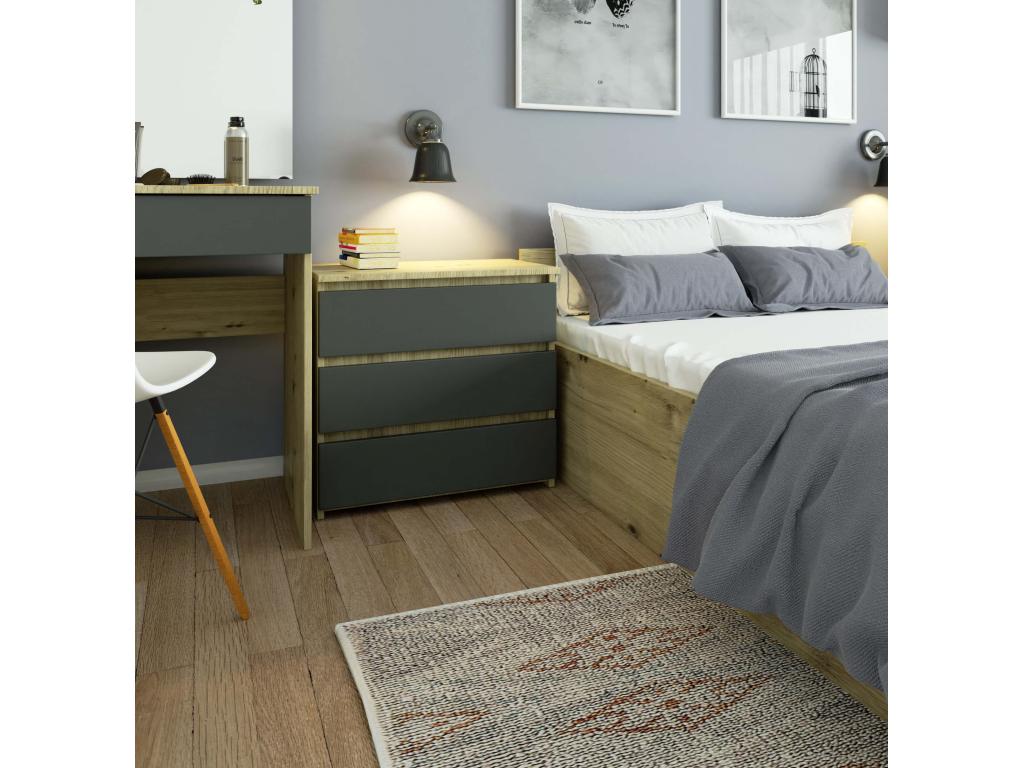 Tavolo in legno di rovere antracite, 60 x 35 x 57 cm