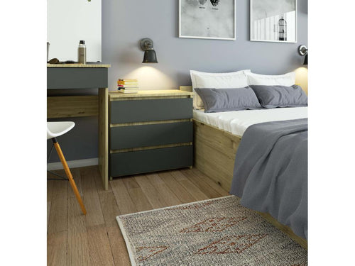 Tavolo in legno di rovere antracite, 60 x 35 x 57 cm