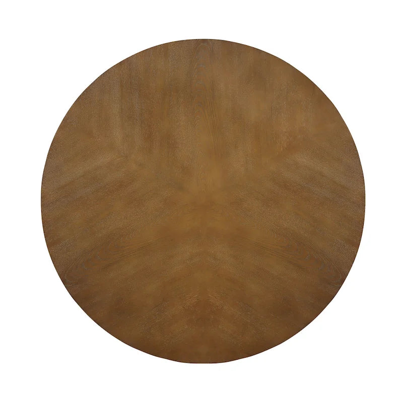 Tavolino da caffè rotondo in legno da 32 pollici per soggiorno, tavolini da caffè circolari in legno in stile fattoria di metà secolo per appartamento, facile da montare