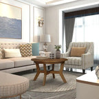 Tavolino da caffè rotondo in legno da 32 pollici per soggiorno, tavolini da caffè circolari in legno in stile fattoria di metà secolo per appartamento, facile da montare