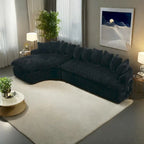 Divano componibile modulare a L imbottito in velluto a coste da 127 pollici con 10 cuscini, schiuma ad alta resilienza, non richiede montaggio