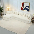 Divano componibile modulare a L imbottito in velluto a coste da 127 pollici con 10 cuscini, schiuma ad alta resilienza, non richiede montaggio