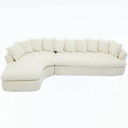 Divano componibile modulare a L imbottito in velluto a coste da 127 pollici con 10 cuscini, schiuma ad alta resilienza, non richiede montaggio