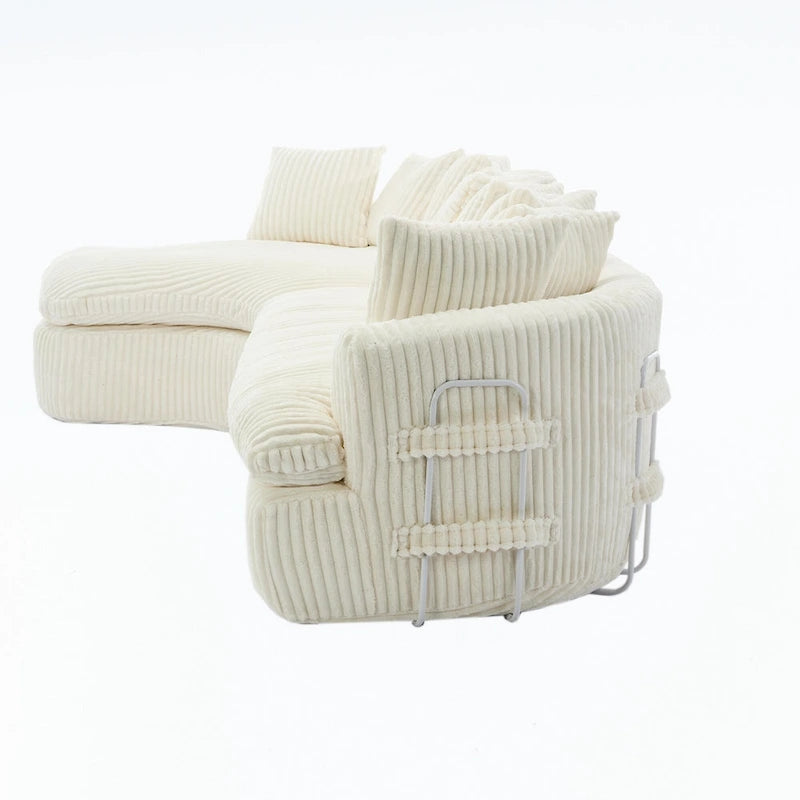 Divano componibile modulare a L imbottito in velluto a coste da 127 pollici con 10 cuscini, schiuma ad alta resilienza, non richiede montaggio