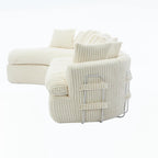 Divano componibile modulare a L imbottito in velluto a coste da 127 pollici con 10 cuscini, schiuma ad alta resilienza, non richiede montaggio