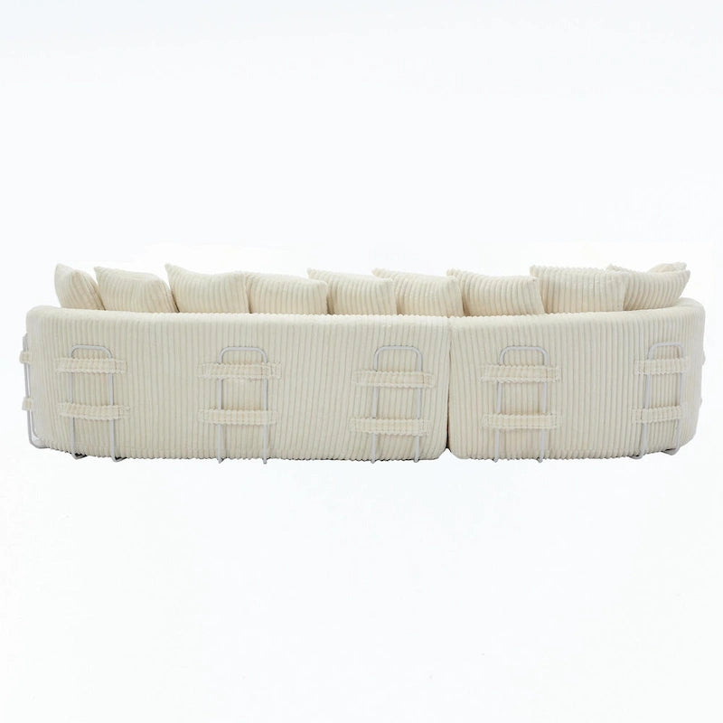 Divano componibile modulare a L imbottito in velluto a coste da 127 pollici con 10 cuscini, schiuma ad alta resilienza, non richiede montaggio