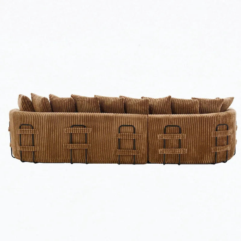 Divano componibile modulare a L imbottito in velluto a coste da 127 pollici con 10 cuscini, schiuma ad alta resilienza, non richiede montaggio