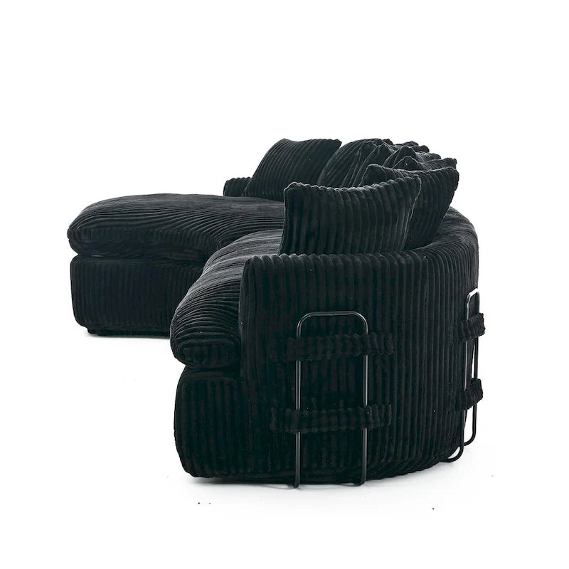 Divano componibile modulare a L imbottito in velluto a coste da 127 pollici con 10 cuscini, schiuma ad alta resilienza, non richiede montaggio