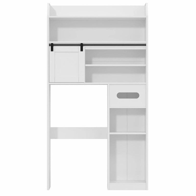 Mobiletto portaoggetti sopra il WC Javlergo con struttura in metallo e ripiani portaoggetti, organizer per bagno con ripiani regolabili