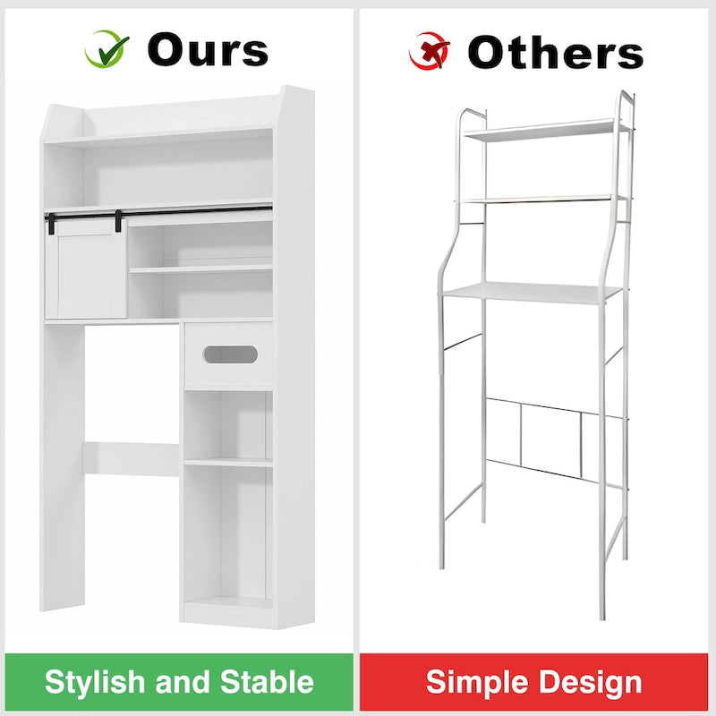 Mobiletto portaoggetti sopra il WC Javlergo con struttura in metallo e ripiani portaoggetti, organizer per bagno con ripiani regolabili