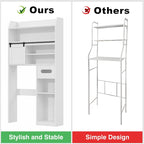 Mobiletto portaoggetti sopra il WC Javlergo con struttura in metallo e ripiani portaoggetti, organizer per bagno con ripiani regolabili