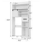 Mobiletto portaoggetti sopra il WC Javlergo con struttura in metallo e ripiani portaoggetti, organizer per bagno con ripiani regolabili