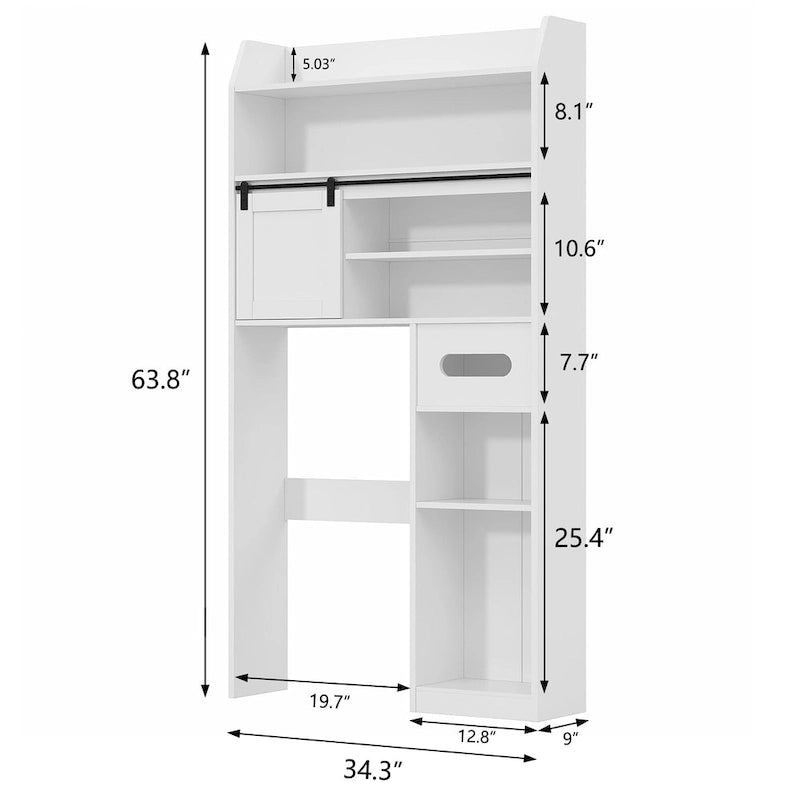 Mobiletto portaoggetti sopra il WC Javlergo con struttura in metallo e ripiani portaoggetti, organizer per bagno con ripiani regolabili