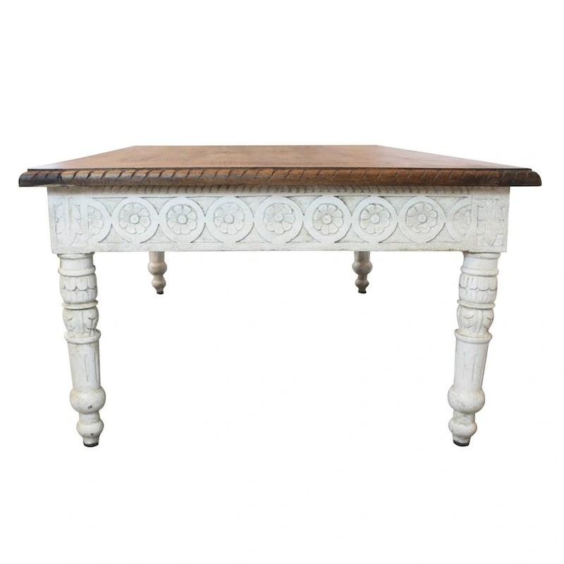 Tavolino da caffè HomeRoots 48 in legno massello marrone e avorio - 48' X '18' X '30