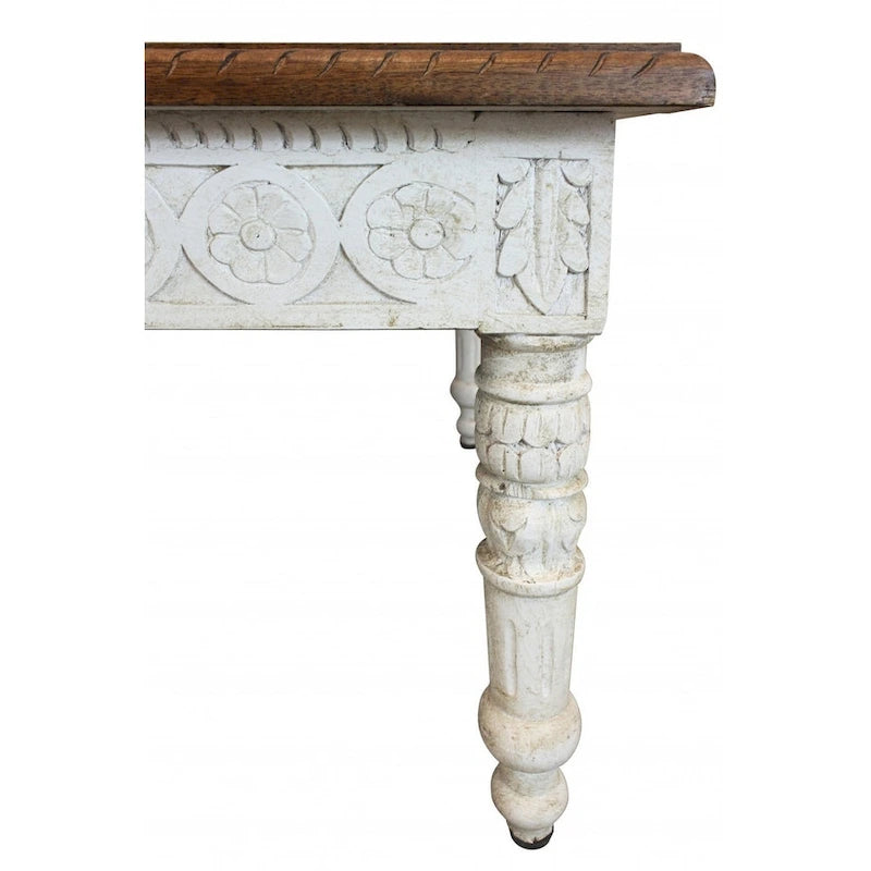 Tavolino da caffè HomeRoots 48 in legno massello marrone e avorio - 48' X '18' X '30