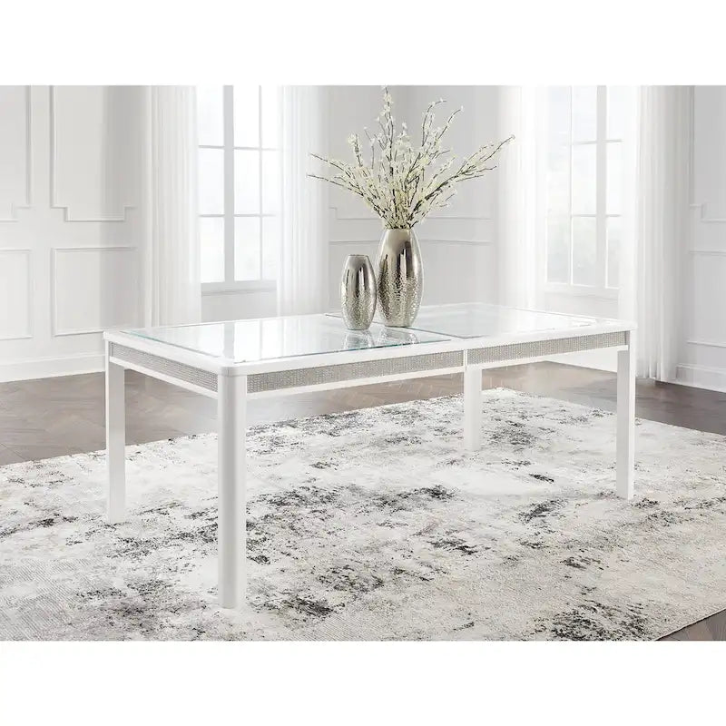 Tavolo da pranzo allungabile rettangolare bianco/verde Signature Design by Ashley Chalanna - 42L x 96P x 30A