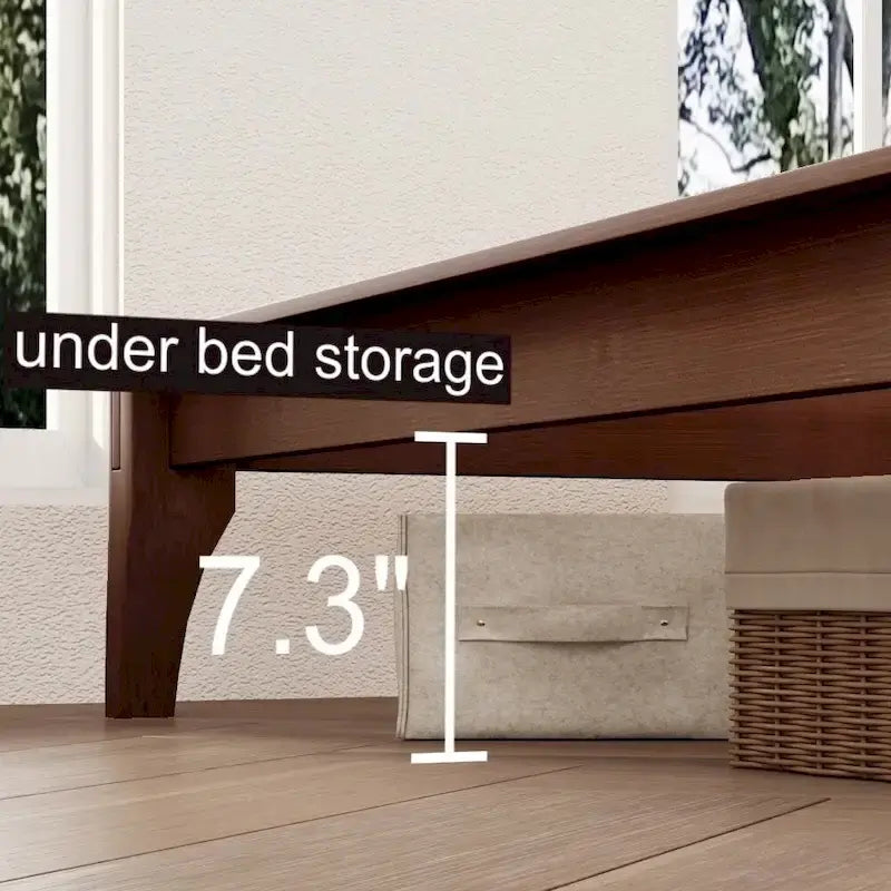 Elegante letto a piattaforma in legno massello di bambù con testiera imbottita regolabile