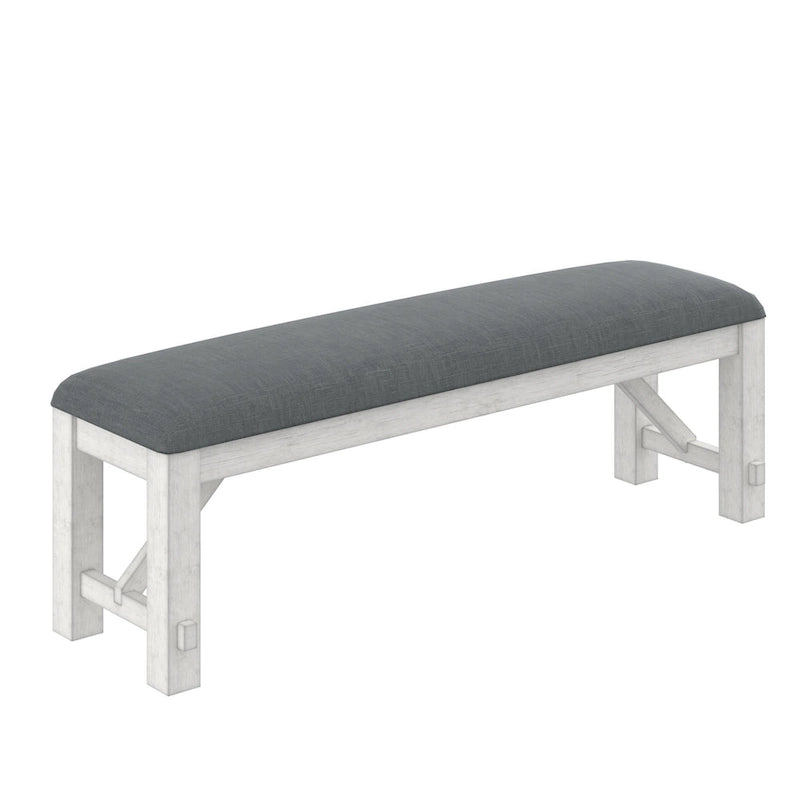 Set da pranzo VECELO con panca, tavolo da pranzo rettangolare estensibile in legno massello e 4 sedie da pranzo in legno massello