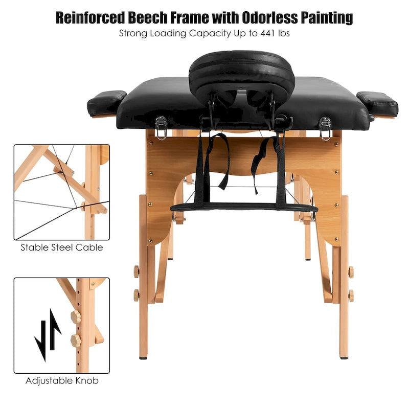 Lettino da massaggio portatile Costway 84L regolabile per spa viso e tatuaggi
