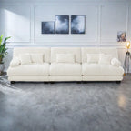 Divano 133.8 Chenille a 4 posti con braccioli rotondi, cuscini di seduta profondi per soggiorno