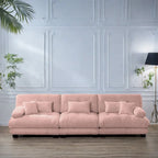 Divano 133.8 Chenille a 4 posti con braccioli rotondi, cuscini di seduta profondi per soggiorno