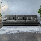 133.8 Chenille 4-Seat Sofa with Round Bolster Armrests, Deep Seat Cushions for Living Room