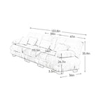 Divano 133.8 Chenille a 4 posti con braccioli rotondi, cuscini di seduta profondi per soggiorno