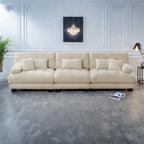 Divano 133.8 Chenille a 4 posti con braccioli rotondi, cuscini di seduta profondi per soggiorno