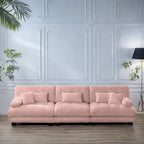 Divano 133.8 Chenille a 4 posti con braccioli rotondi, cuscini di seduta profondi per soggiorno