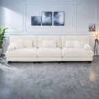 Divano 133.8 Chenille a 4 posti con braccioli rotondi, cuscini di seduta profondi per soggiorno