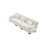 Divano 133.8 Chenille a 4 posti con braccioli rotondi, cuscini di seduta profondi per soggiorno
