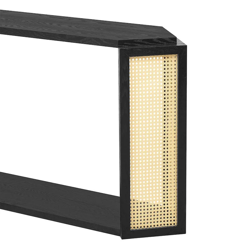 Tavolo da ingresso stretto modello, piano irregolare con rattan per soggiorno