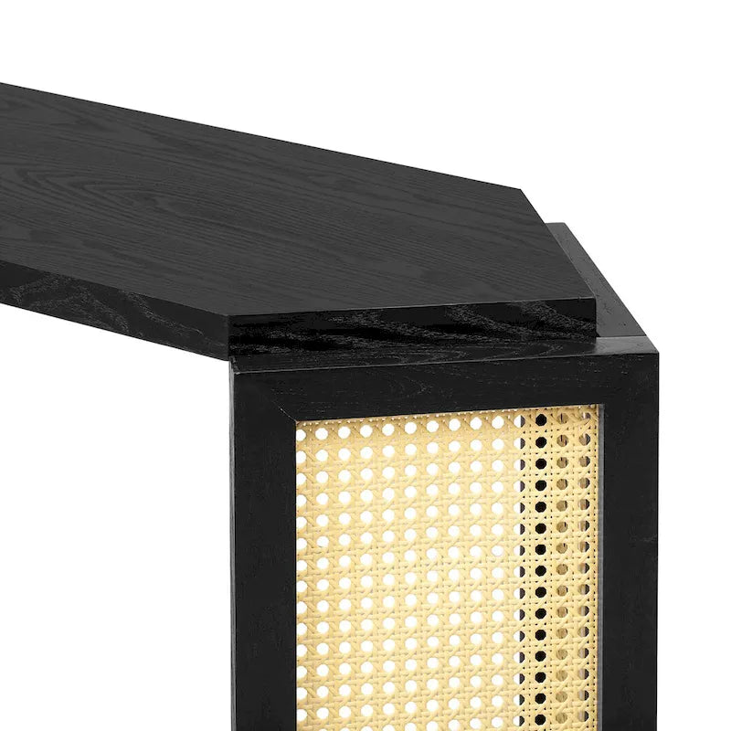 Tavolo da ingresso stretto modello, piano irregolare con rattan per soggiorno