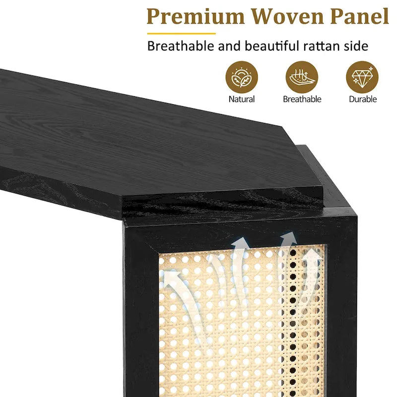 Tavolo da ingresso stretto modello, piano irregolare con rattan per soggiorno