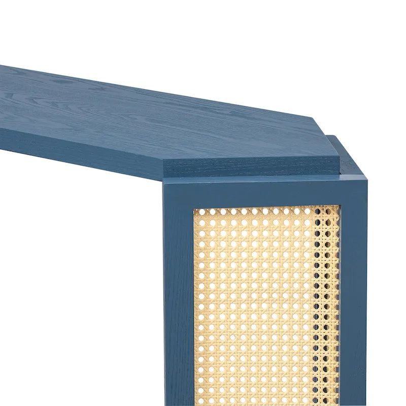 Tavolo da ingresso stretto modello, piano irregolare con rattan per soggiorno