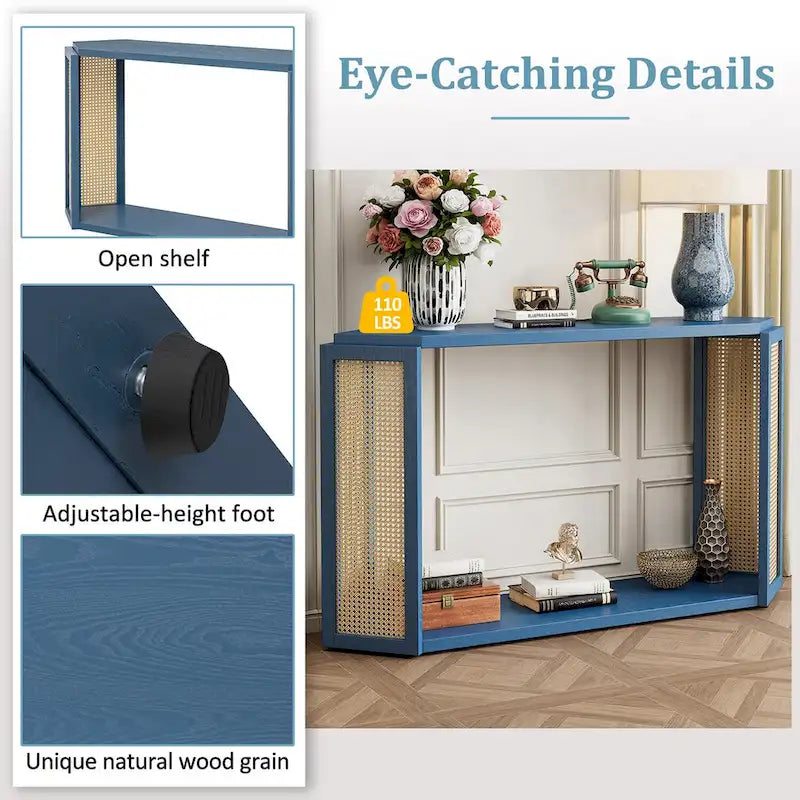 Tavolo da ingresso stretto modello, piano irregolare con rattan per soggiorno