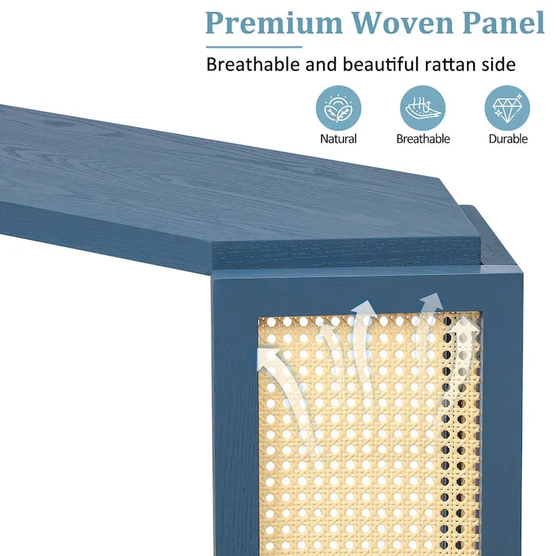 Tavolo da ingresso stretto modello, piano irregolare con rattan per soggiorno