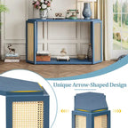 Tavolo da ingresso stretto modello, piano irregolare con rattan per soggiorno