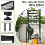 Mensola portaoggetti sopra il WC Gymax a 3 livelli con regolazione regolabile