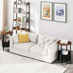 Costway 1/2 pz Tavolino rotondo con cestino portaoggetti in feltro in metallo robusto