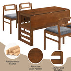 Set di tavolo da pranzo e sedie in legno estensibile, set di tavolo da pranzo e sedie in stile moderno di metà secolo con 2 ante a ribalta e ripiano portaoggetti