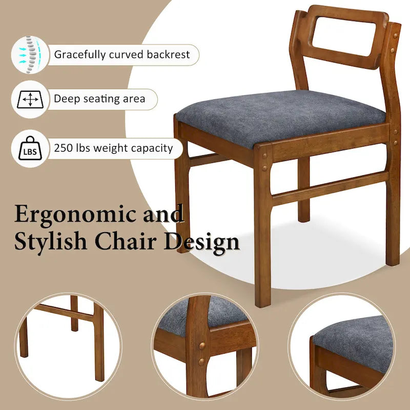 Set di tavolo da pranzo e sedie in legno estensibile, set di tavolo da pranzo e sedie in stile moderno di metà secolo con 2 ante a ribalta e ripiano portaoggetti