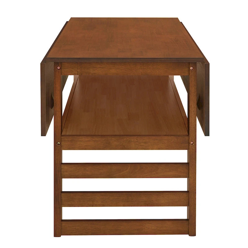 Set di tavolo da pranzo e sedie in legno estensibile, set di tavolo da pranzo e sedie in stile moderno di metà secolo con 2 ante a ribalta e ripiano portaoggetti