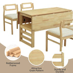 Set di tavolo da pranzo e sedie in legno estensibile, set di tavolo da pranzo e sedie in stile moderno di metà secolo con 2 ante a ribalta e ripiano portaoggetti