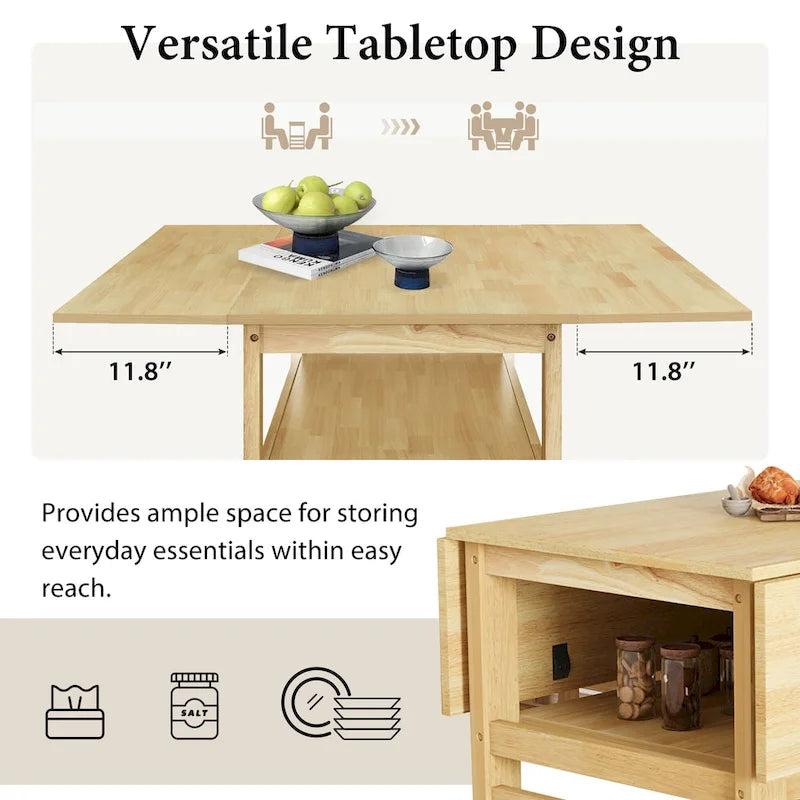 Set di tavolo da pranzo e sedie in legno estensibile, set di tavolo da pranzo e sedie in stile moderno di metà secolo con 2 ante a ribalta e ripiano portaoggetti
